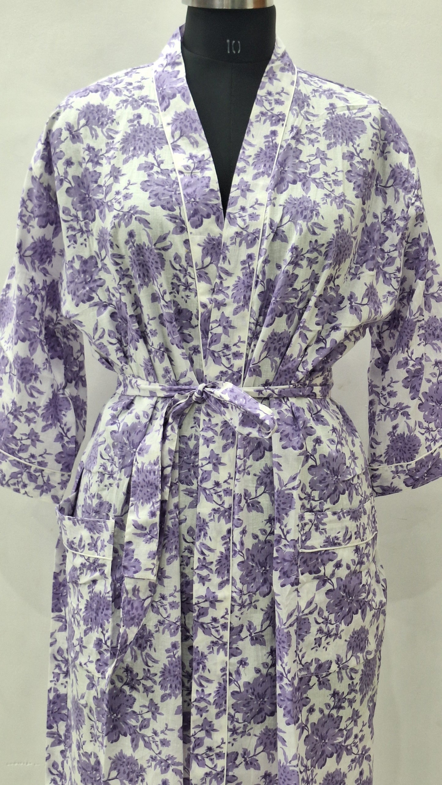 jaipuri hand block printed cotton bathrobe