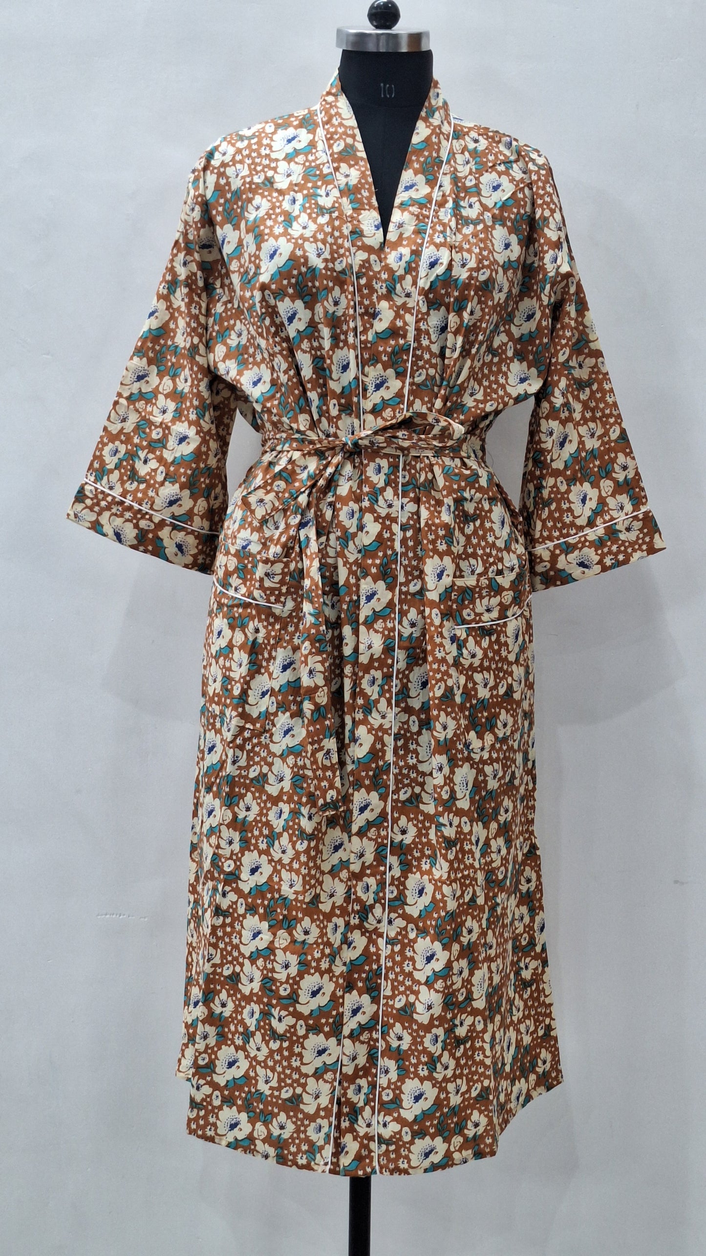 beautiful jaipuri block printed cotton bathrobe