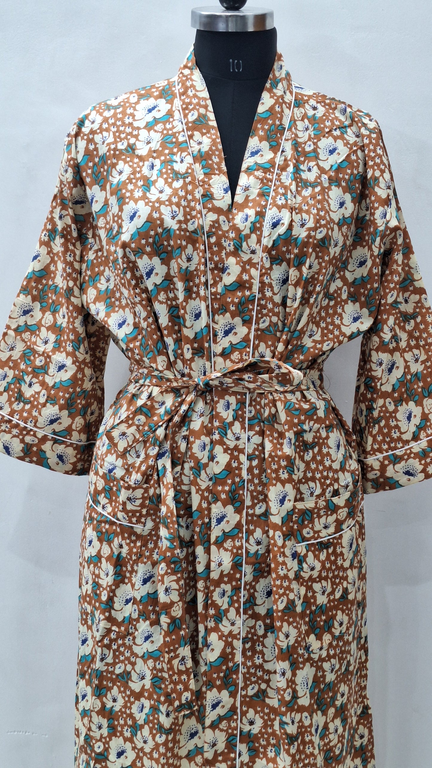 beautiful jaipuri block printed cotton bathrobe