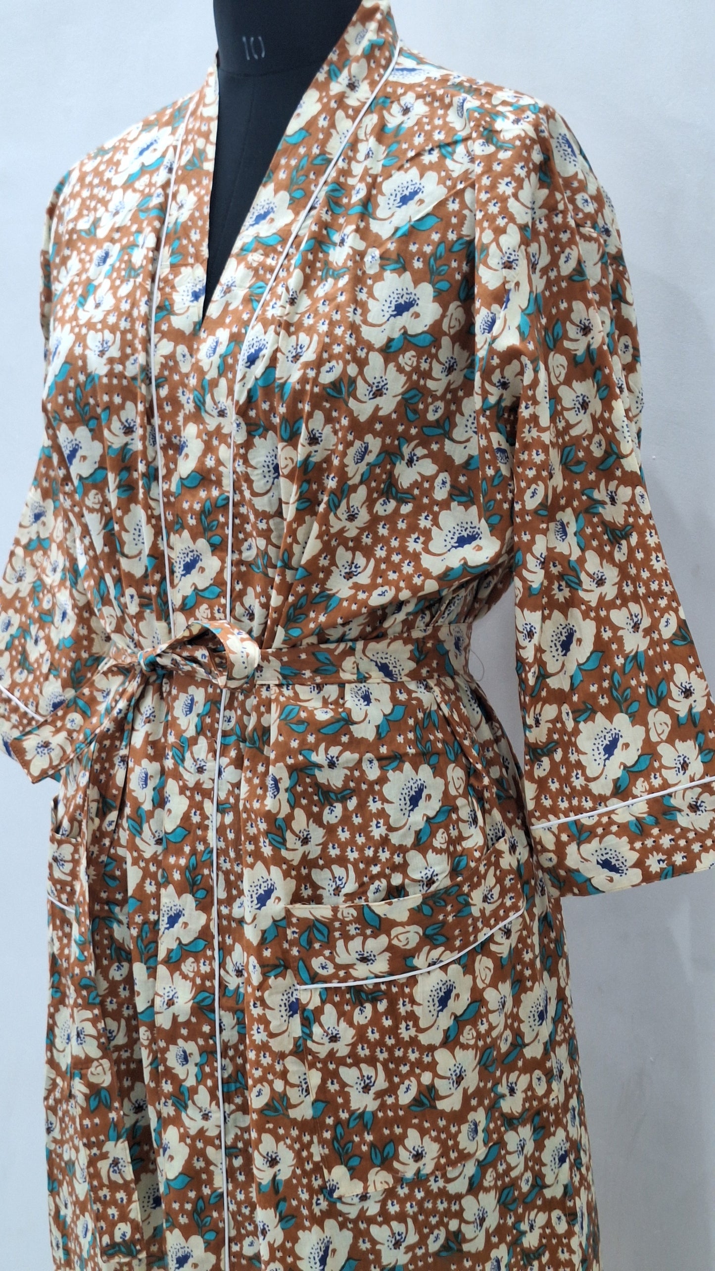 beautiful jaipuri block printed cotton bathrobe