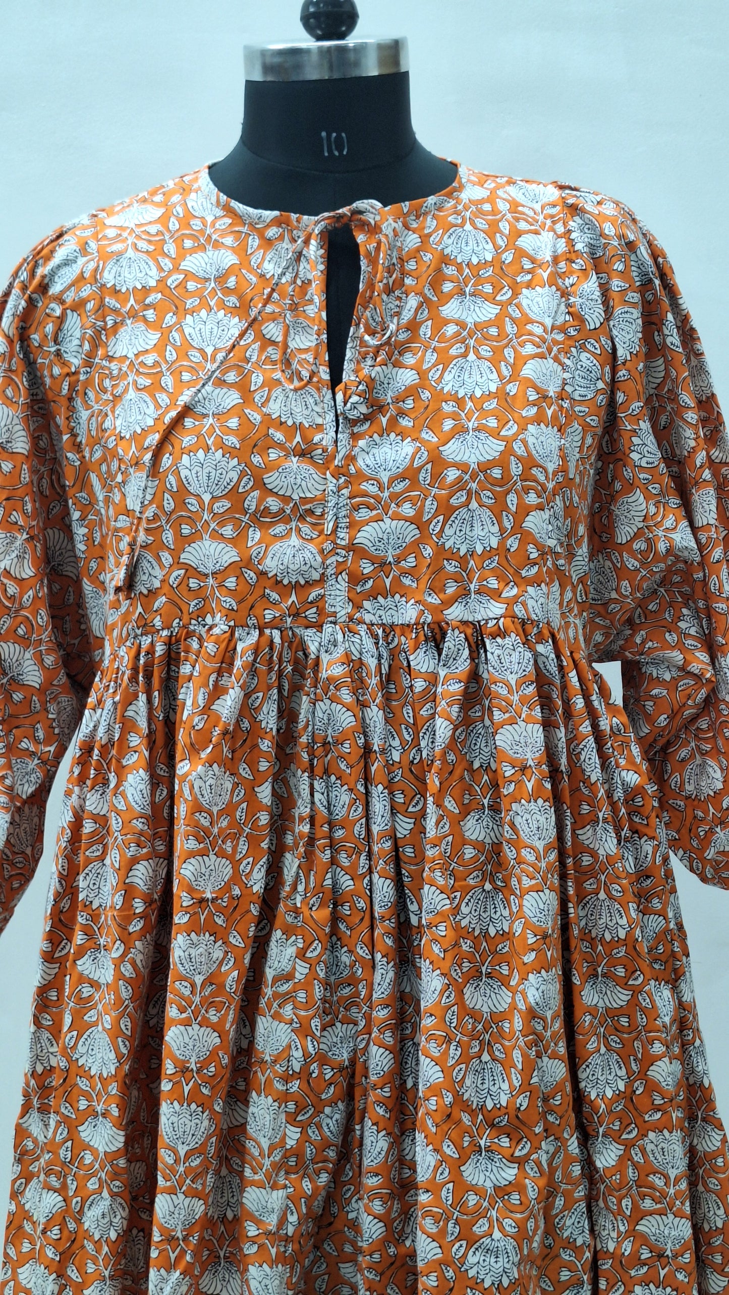 Jaipuri Orange Super Soft Comfortable Cotton MIdi Dress