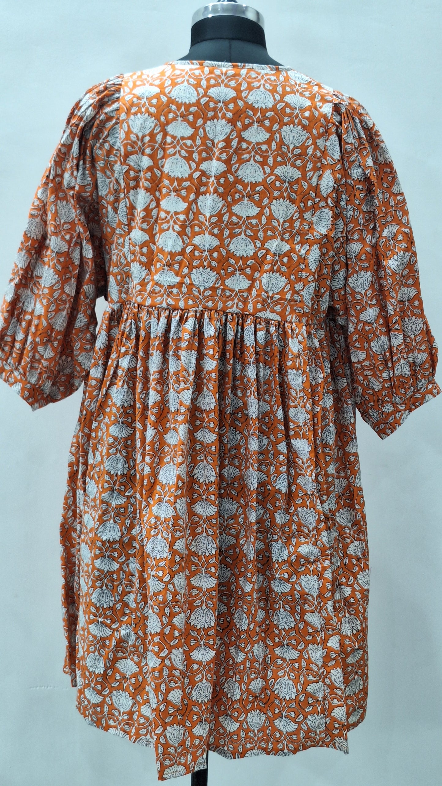 Jaipuri Orange Super Soft Comfortable Cotton MIdi Dress