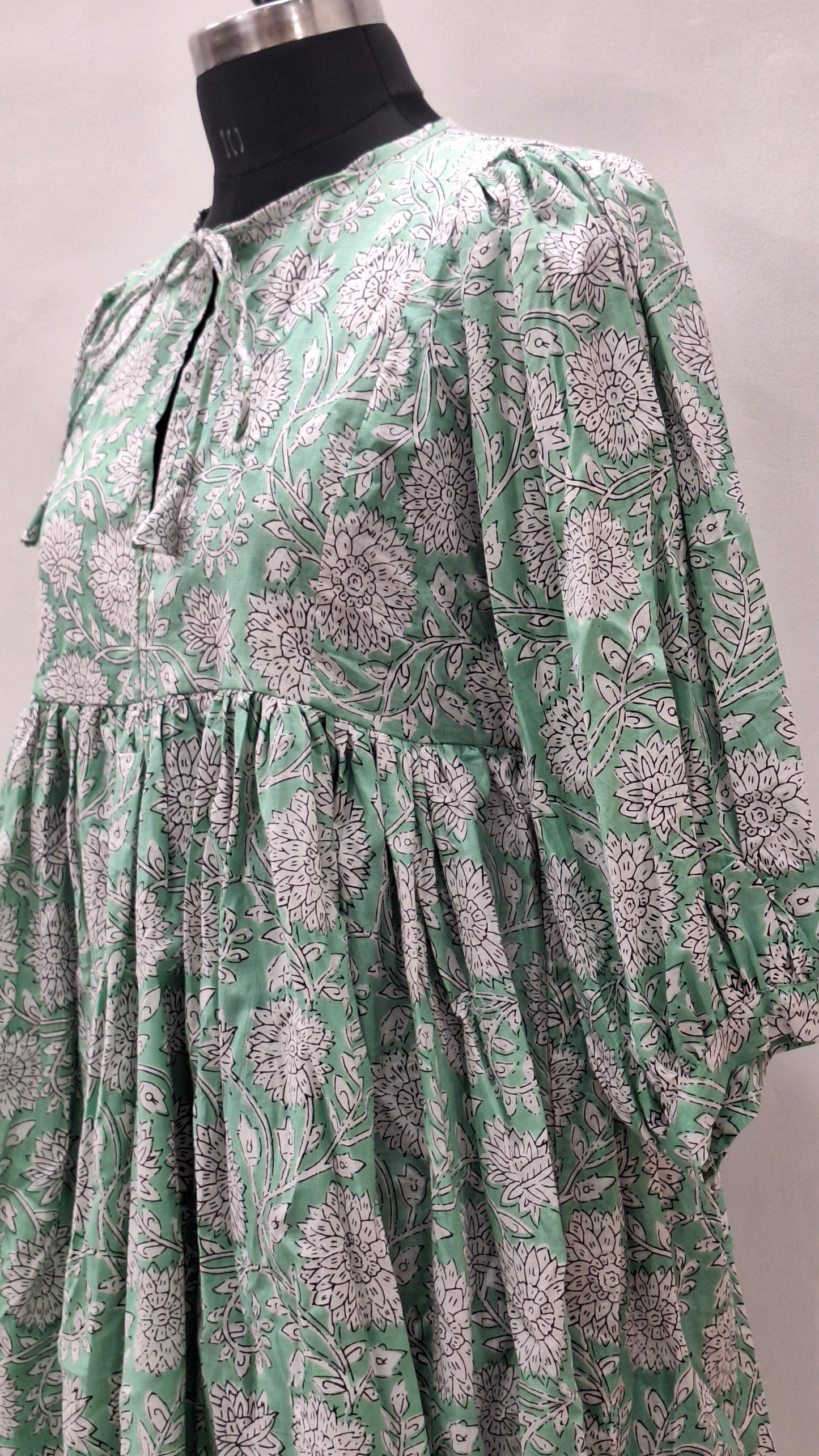 Summer Green Kitti Print Cotton Midi Dress