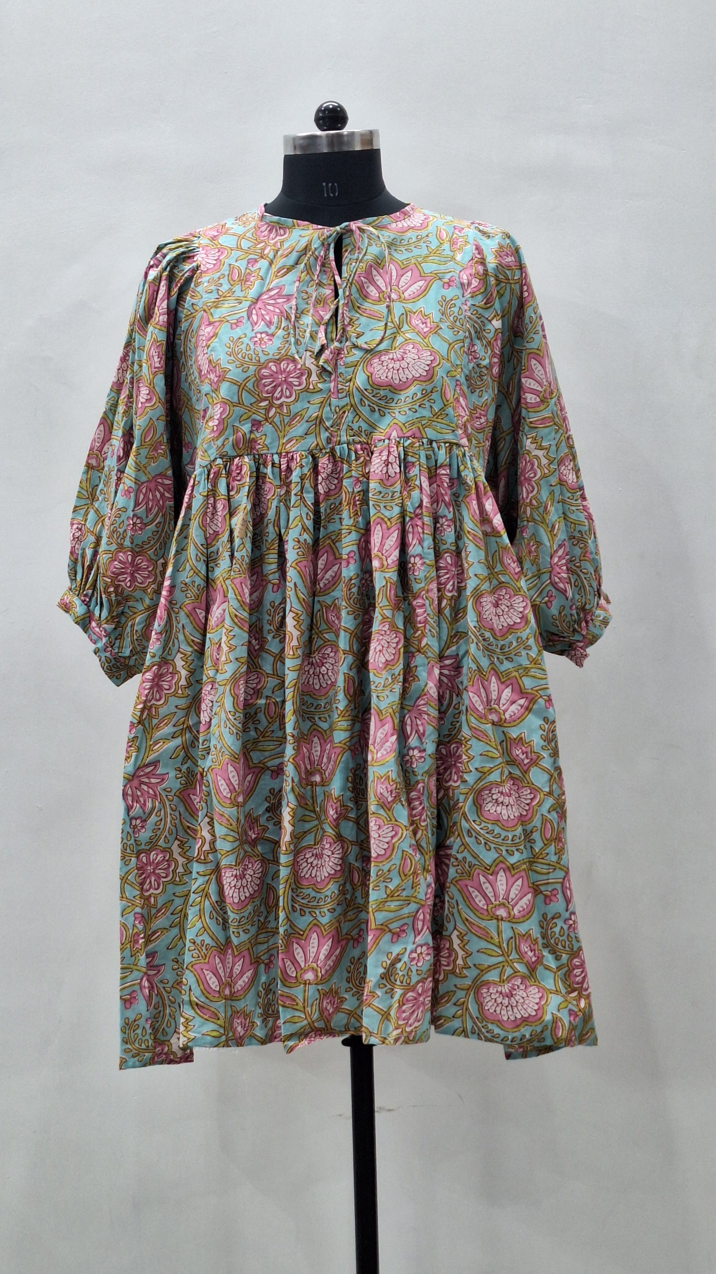 Gorgrous Indian Sanganeri Floral Printed Cotton Midi Dress
