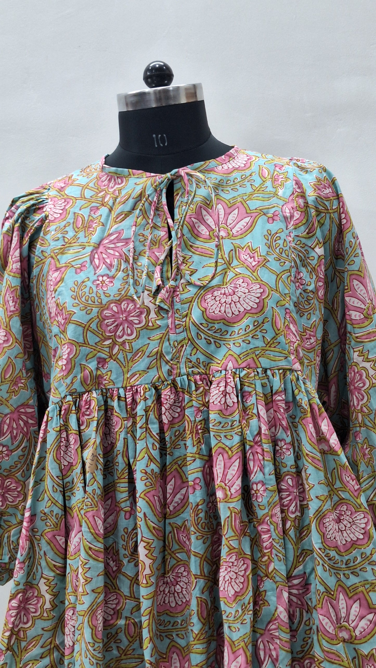 Gorgrous Indian Sanganeri Floral Printed Cotton Midi Dress