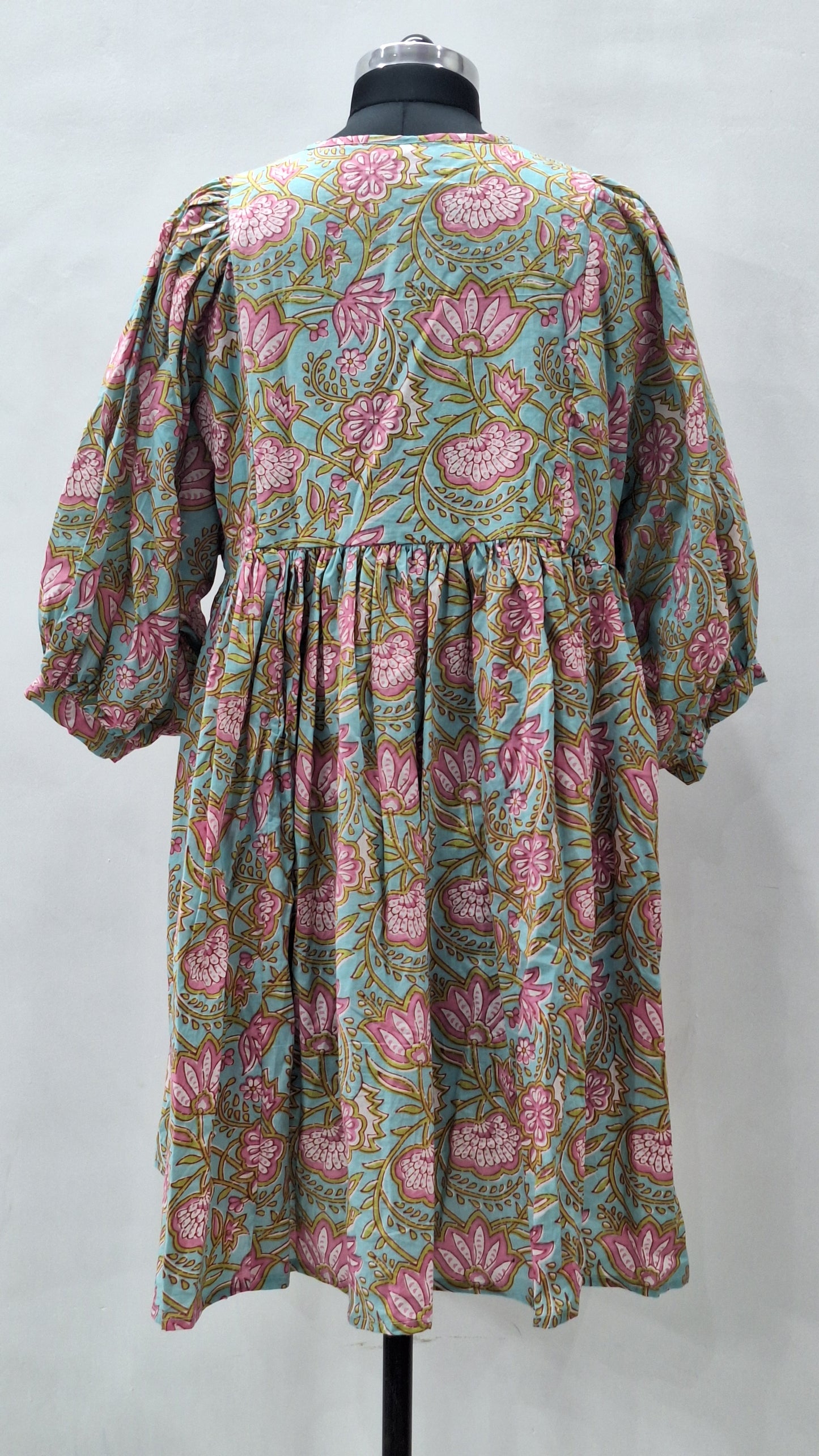 Gorgrous Indian Sanganeri Floral Printed Cotton Midi Dress