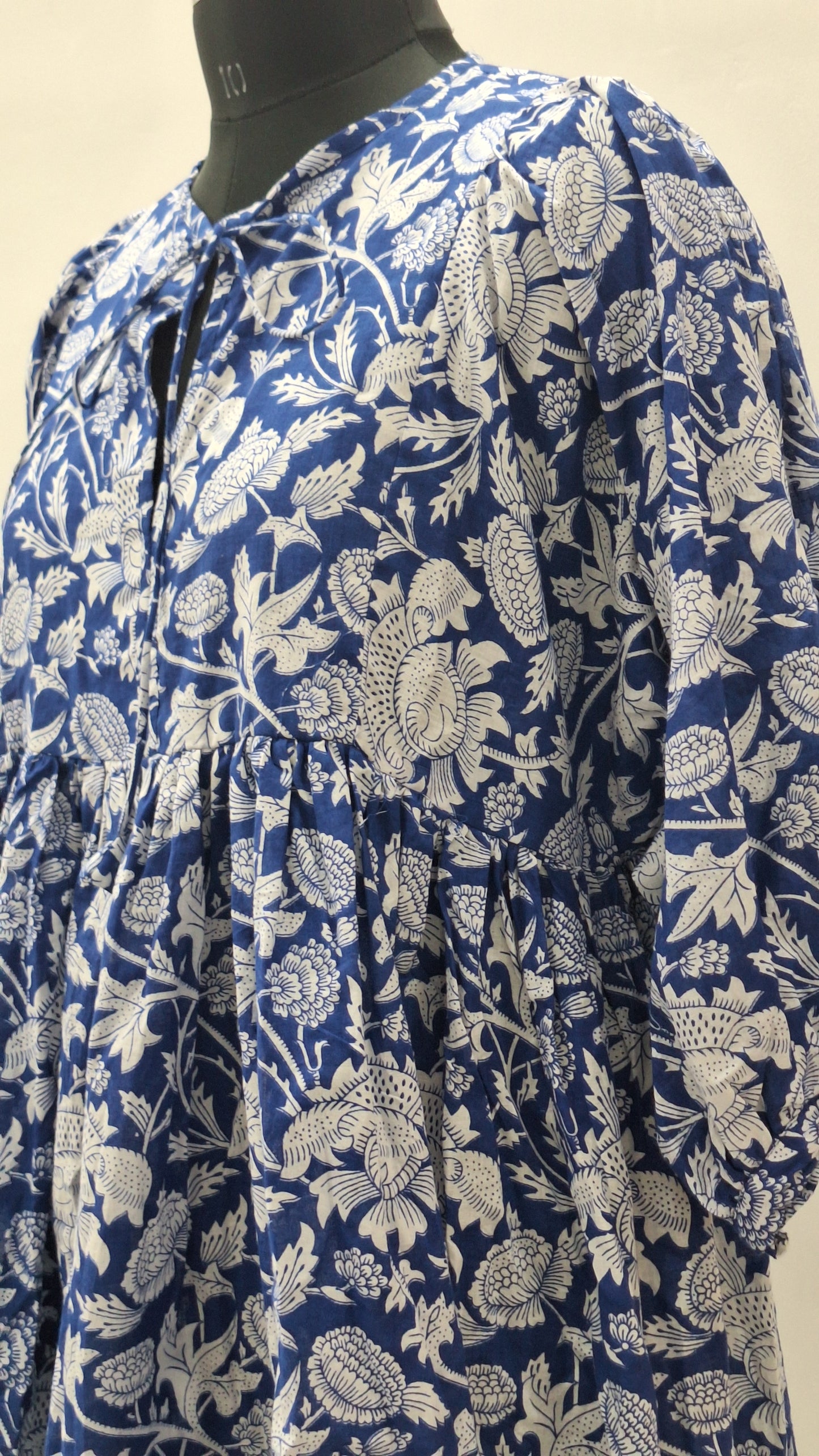 Dark Blue Floral Midi Dress For Summer Season