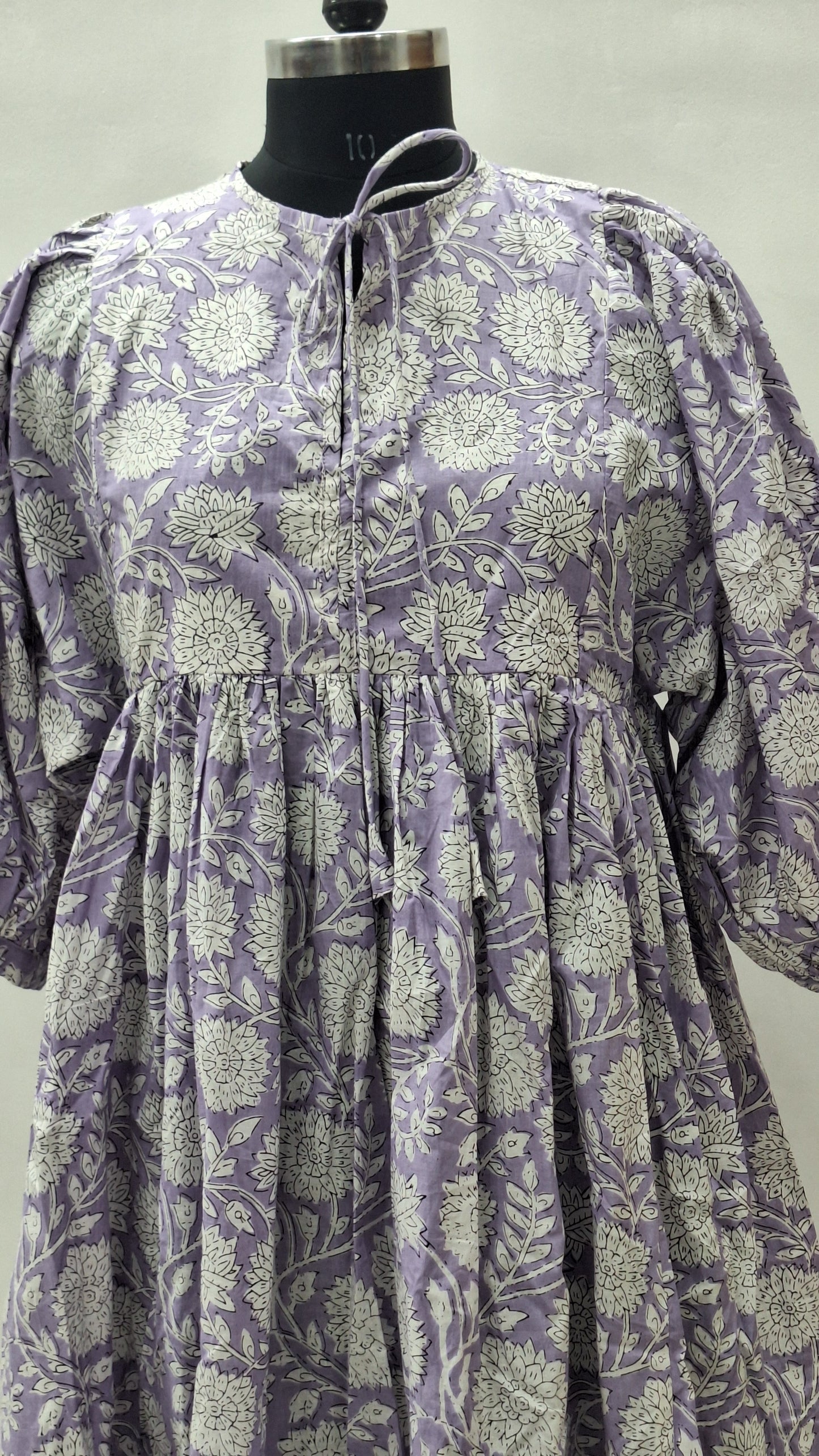 Beautiful Purple Kitti Print Cotton Midi For Summer Season