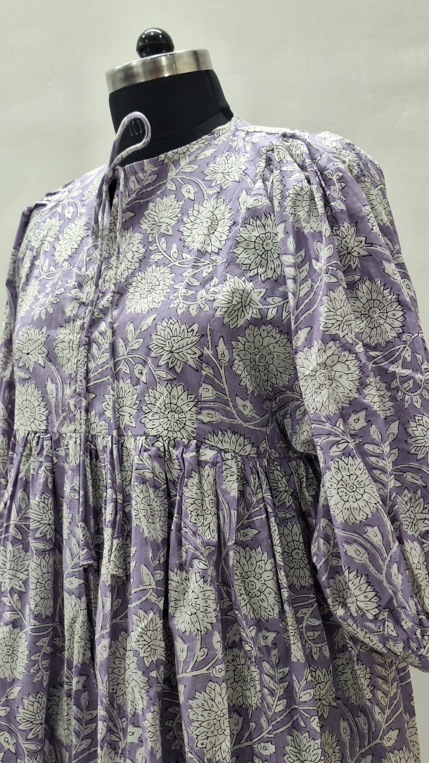 Beautiful Purple Kitti Print Cotton Midi For Summer Season