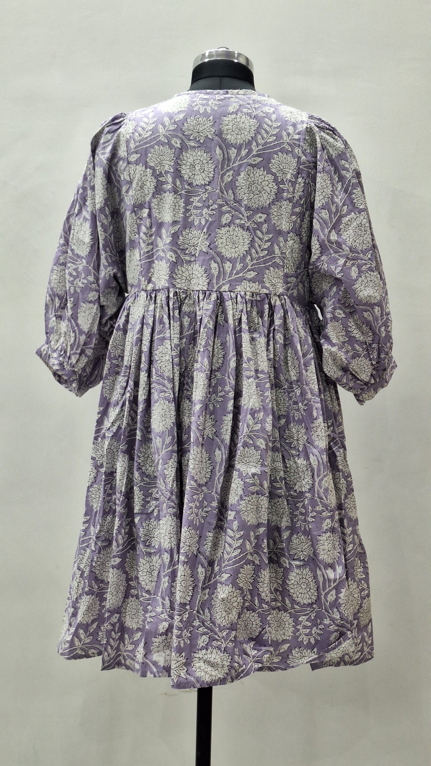 Beautiful Purple Kitti Print Cotton Midi For Summer Season