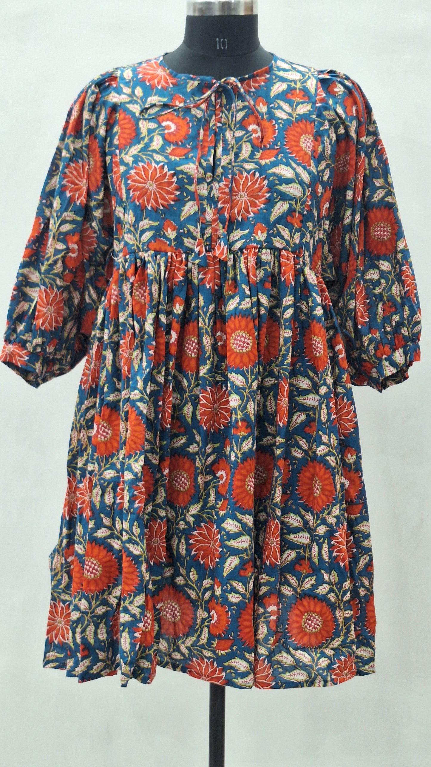 Beautiful Ocean Blue Printed Midi Dress