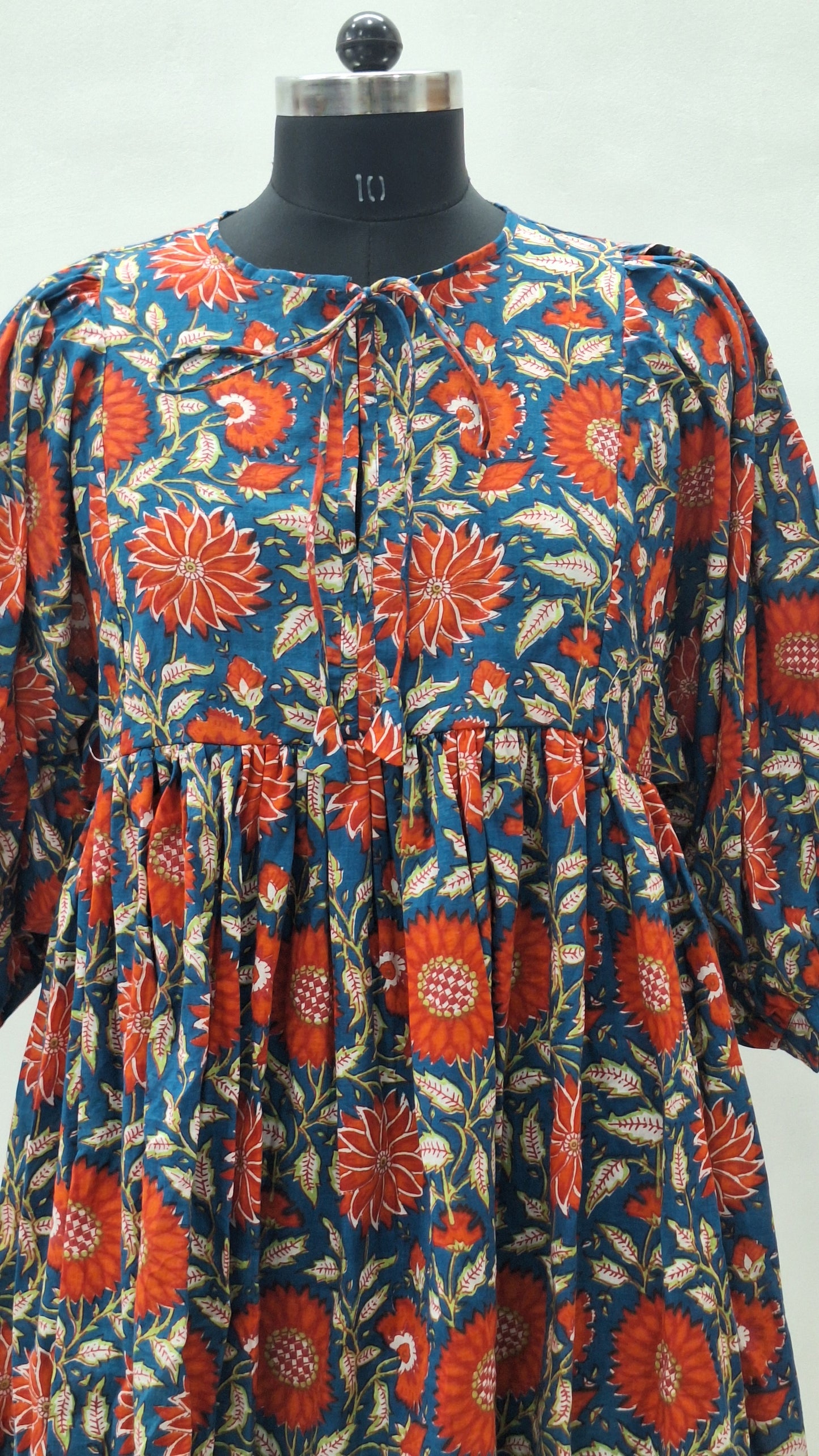 Beautiful Ocean Blue Printed Midi Dress