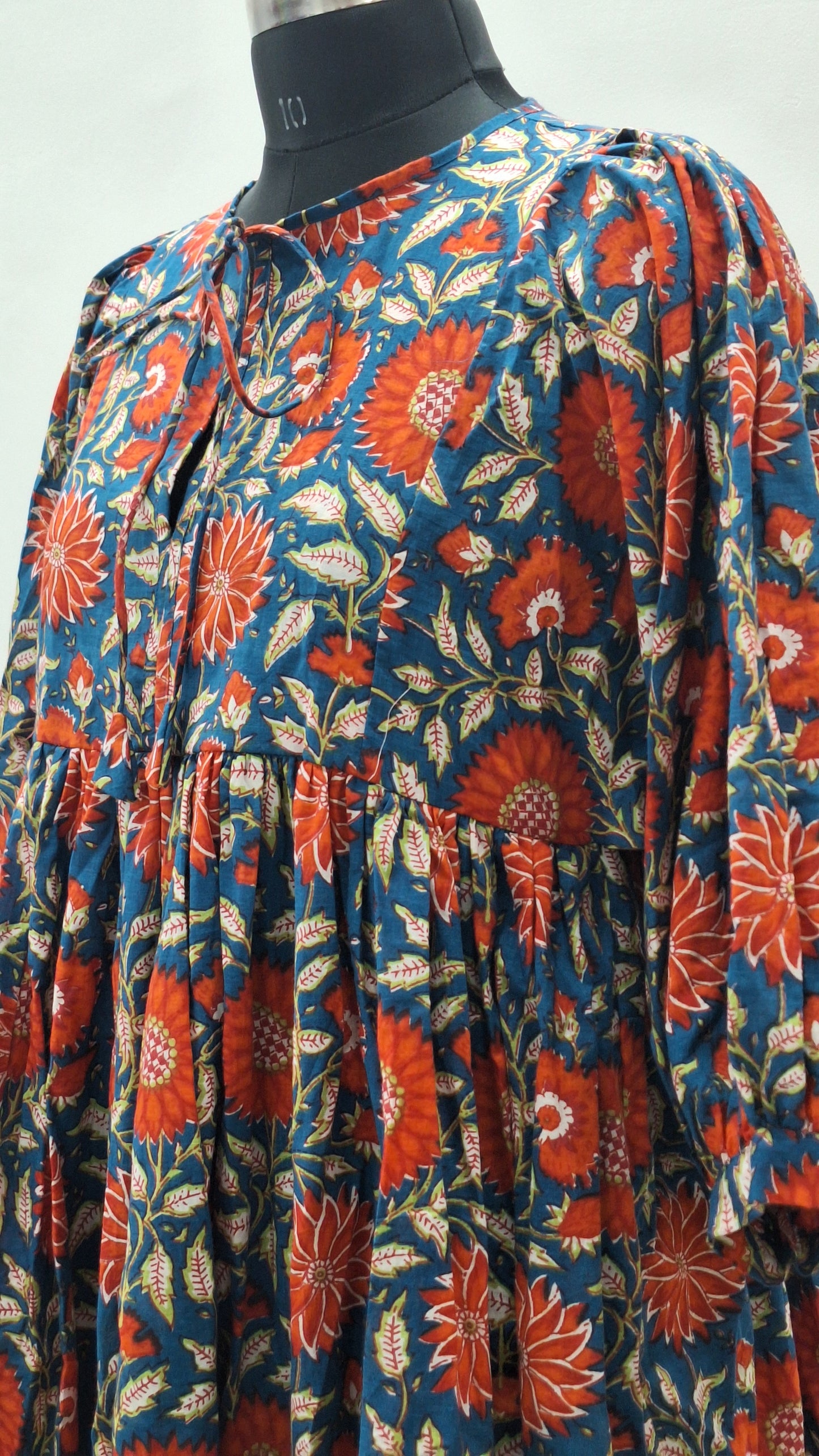 Beautiful Ocean Blue Printed Midi Dress