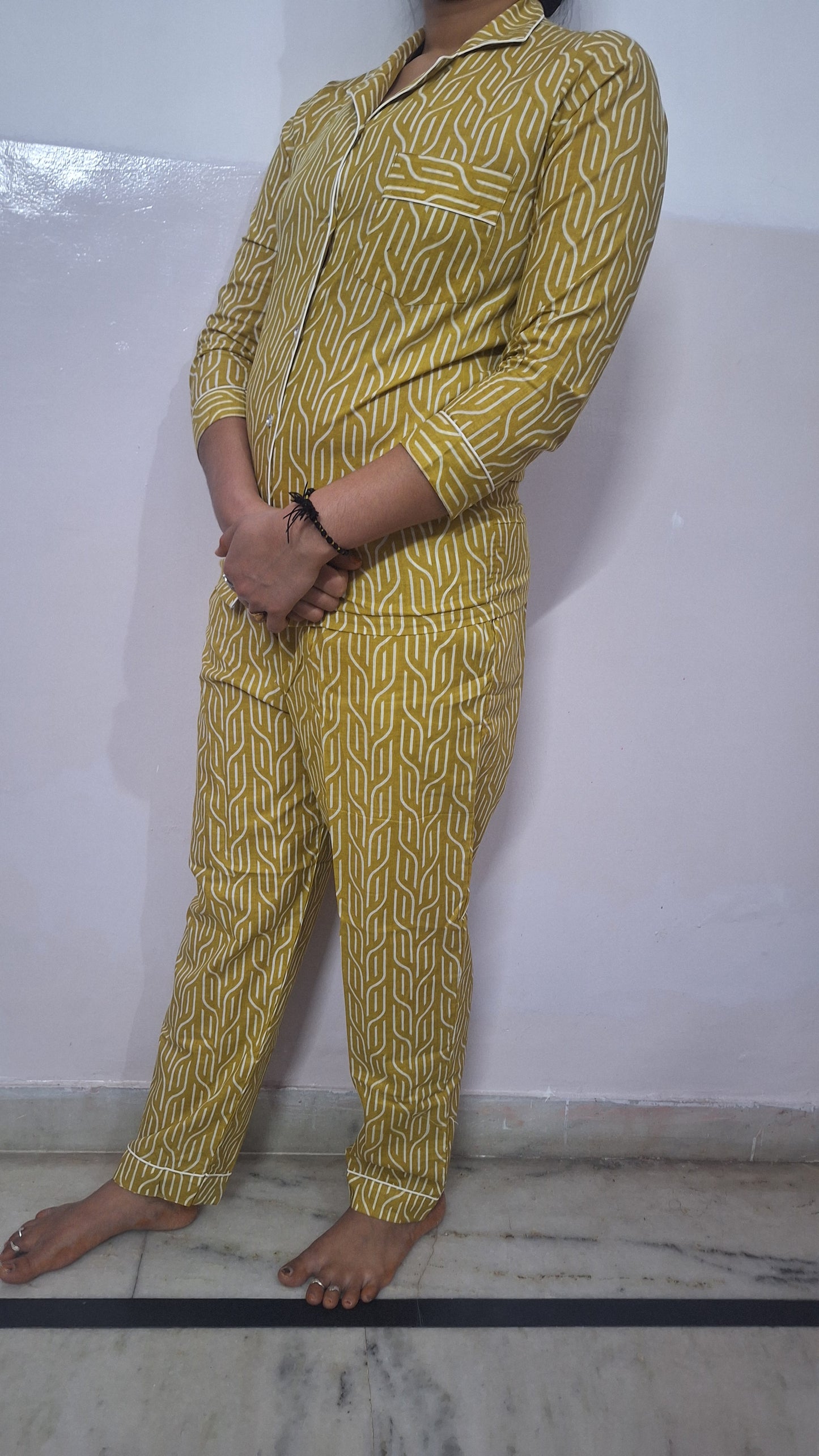 Beautiful Yellow Summer Special Lady Night Suit By Meera Prints
