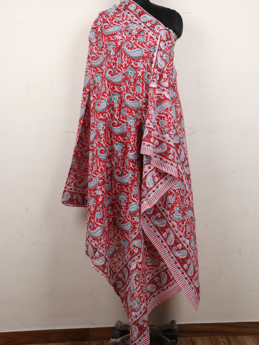 Beautiful-Green-Paisley-Hand-Block-Printed-Cotton-Dupatta