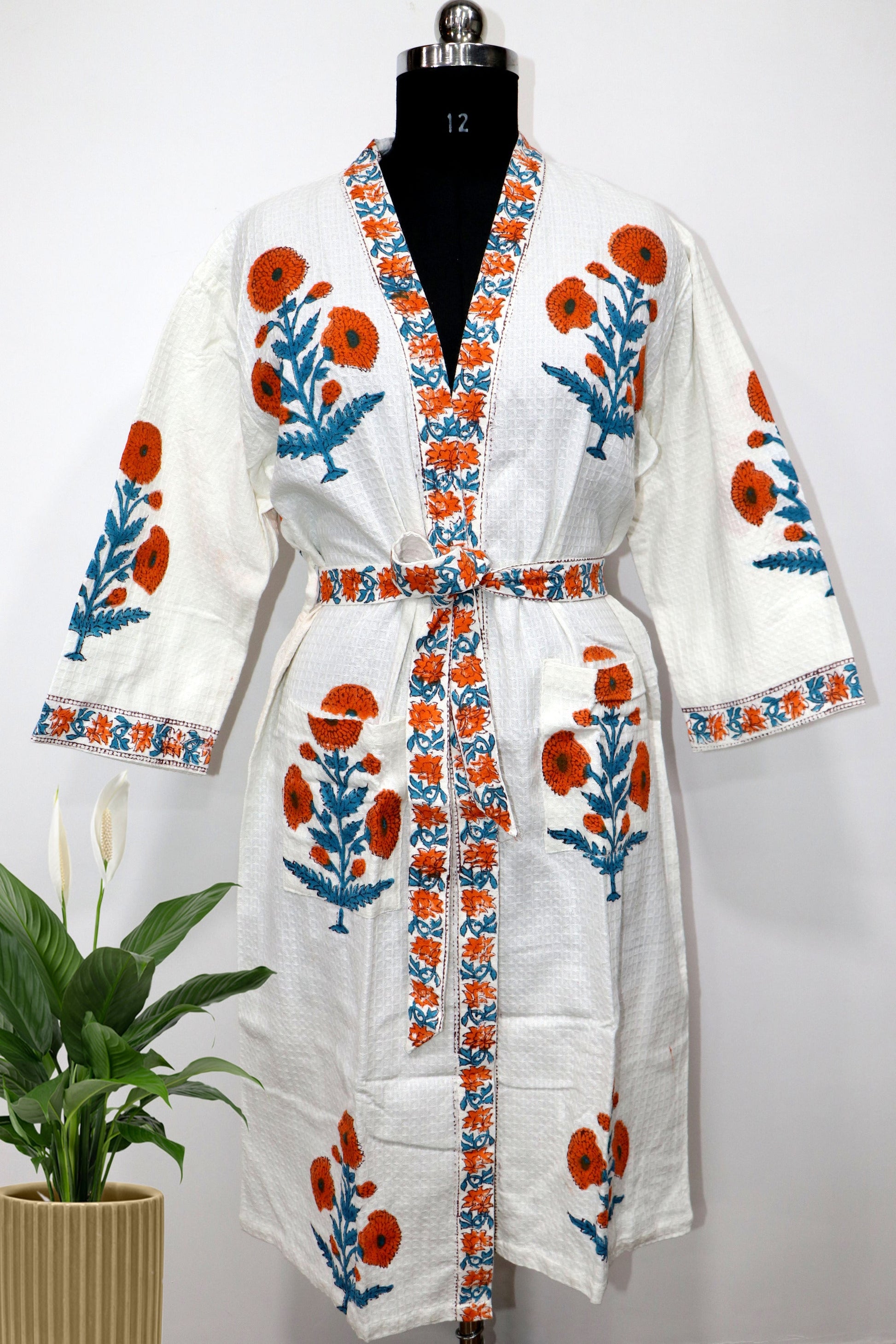 Beautiful-Marigold-Buta-Hand-Block-Printed-Waffle-Bathrobe