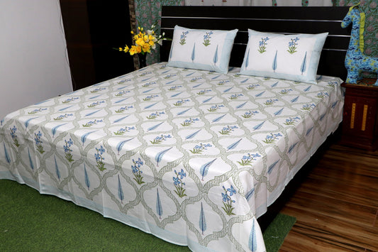Beautiful-Tilak-Floral-Hand-Block-Printed-Cotton-Bedsheet