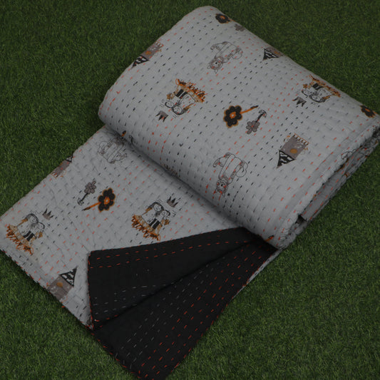 Beautiful-Village-Printed-Cotton-Handmade-Kantha-Quilt