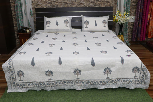 Beaytiful-Palm-Tree-And-Tilak-Print-Quilted-Bedcover