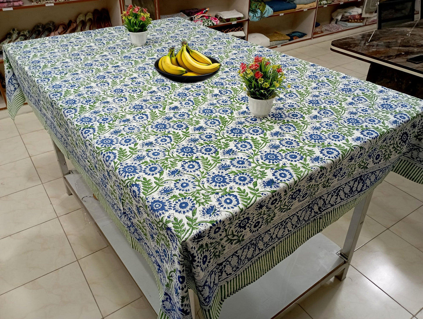 Blue-Flower-Green-Jaal-Printed-Cotton-Table-Cover