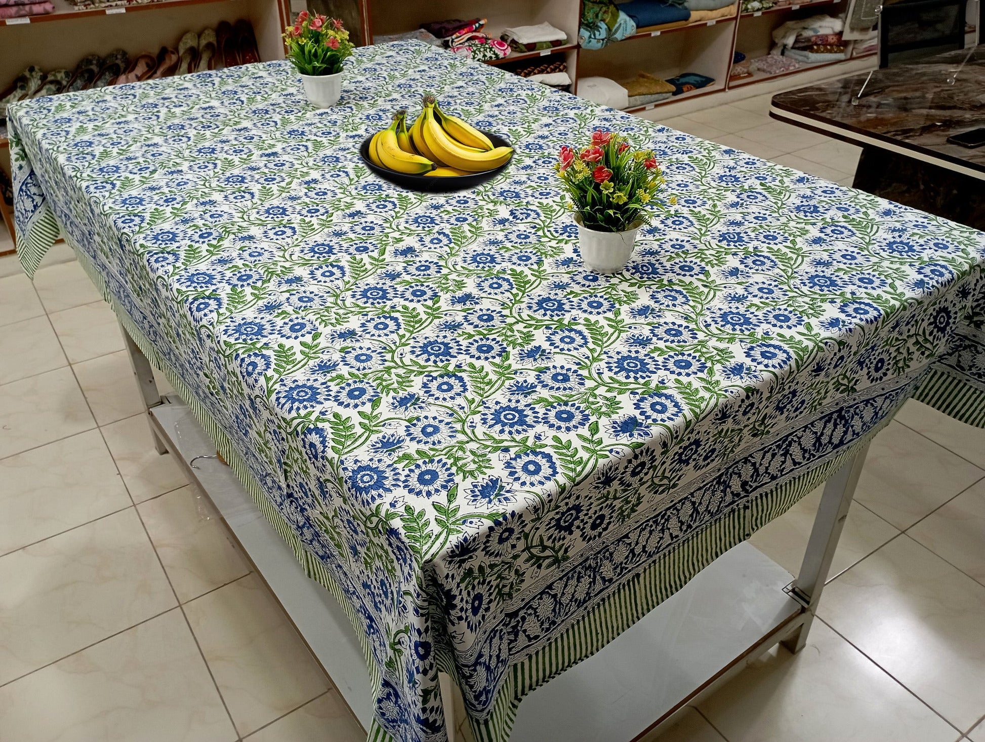 Blue-Flower-Green-Jaal-Printed-Cotton-Table-Cover