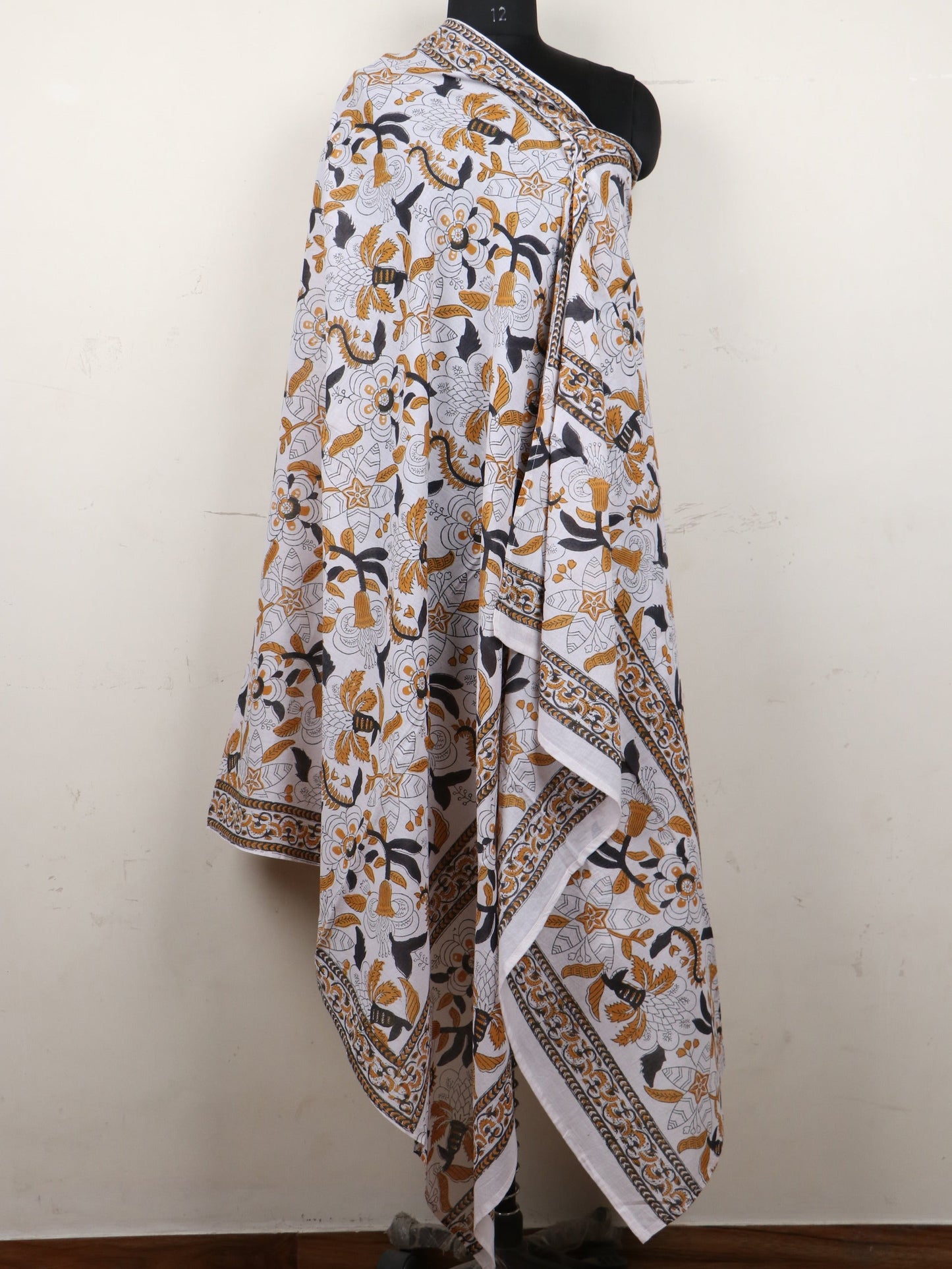 Brown-Love-Floral-Hand-Block-Printed-Cotton-Dupatta