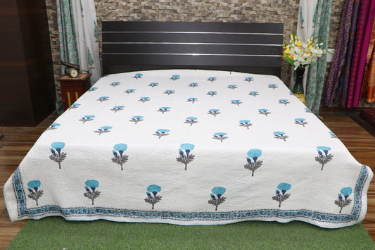 Firozi-Marigold-Print-Quilted-Bedcover