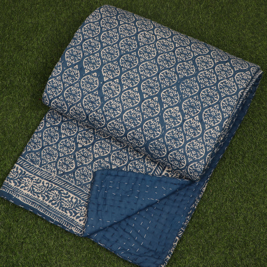 Indigo-Jungla-Hand-Block-Print-Handmade-Kantha-Quilt