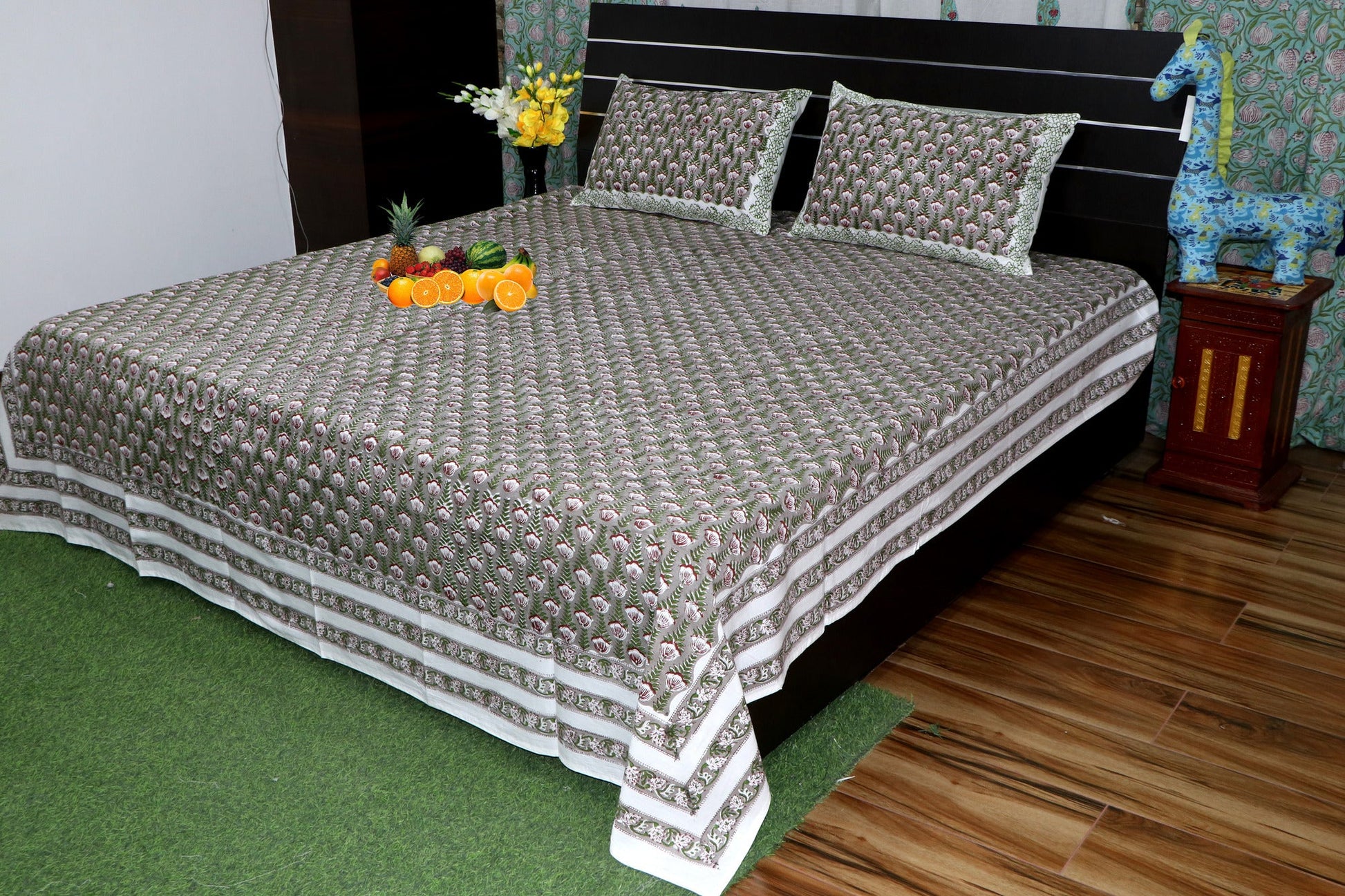 Jasmine-Print-Hand-Block-Printed-Bedsheet