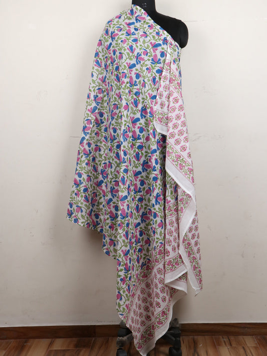 Multicolour-Floral-Jaal-Hand-Block-Printed-Cotton-Dupatta