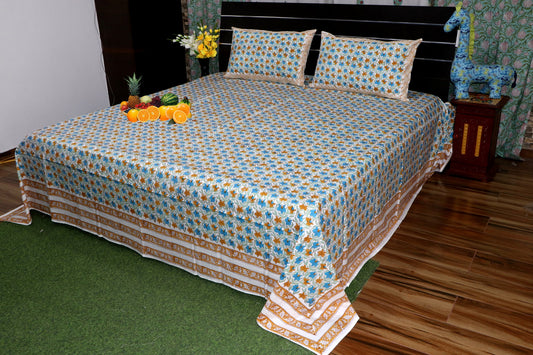 Multicolour-Stars-Hand-Block-Prnted-Cotton-Bedsheet