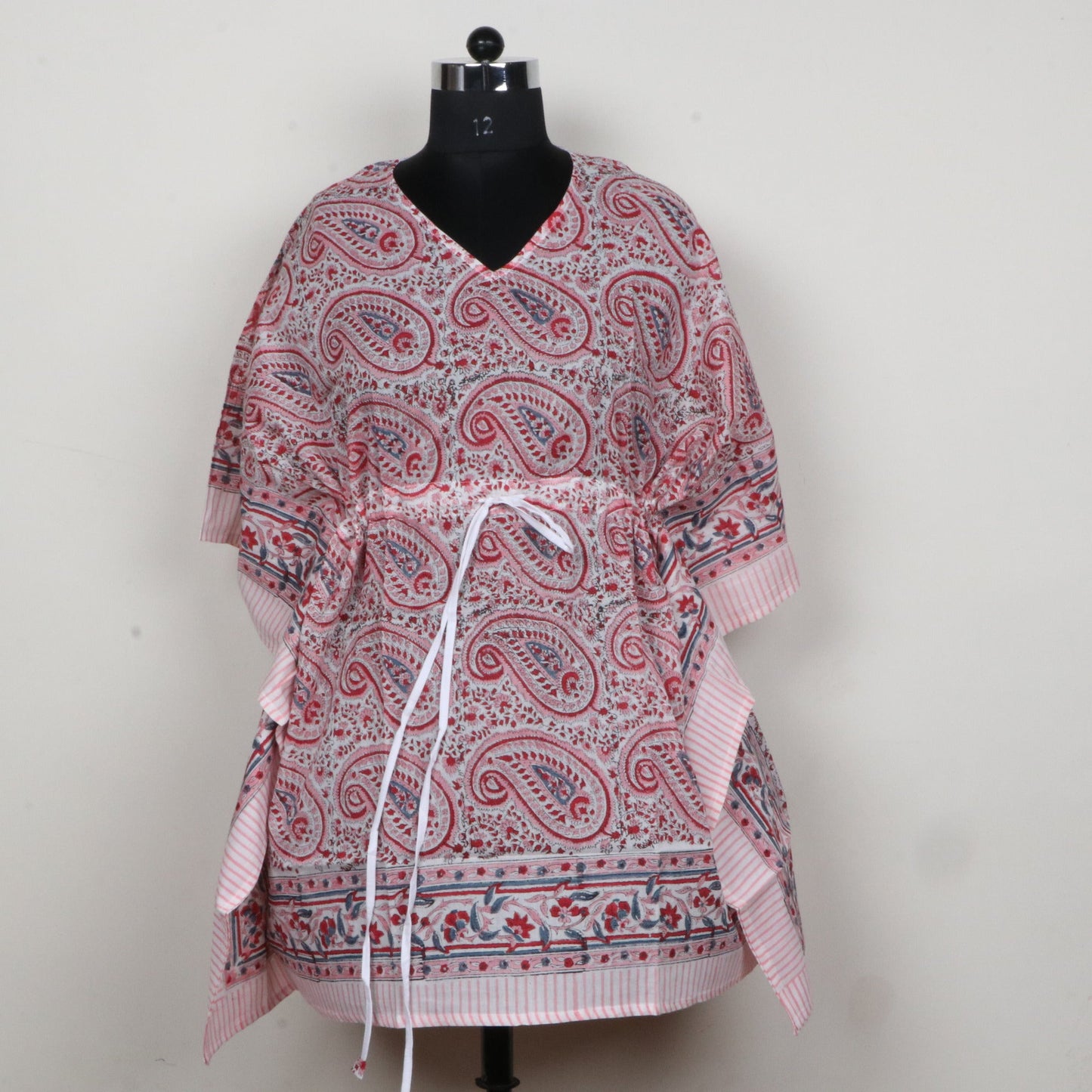 Pink-Paisley-Hand-Block-Printed-Cotton-Kaftan