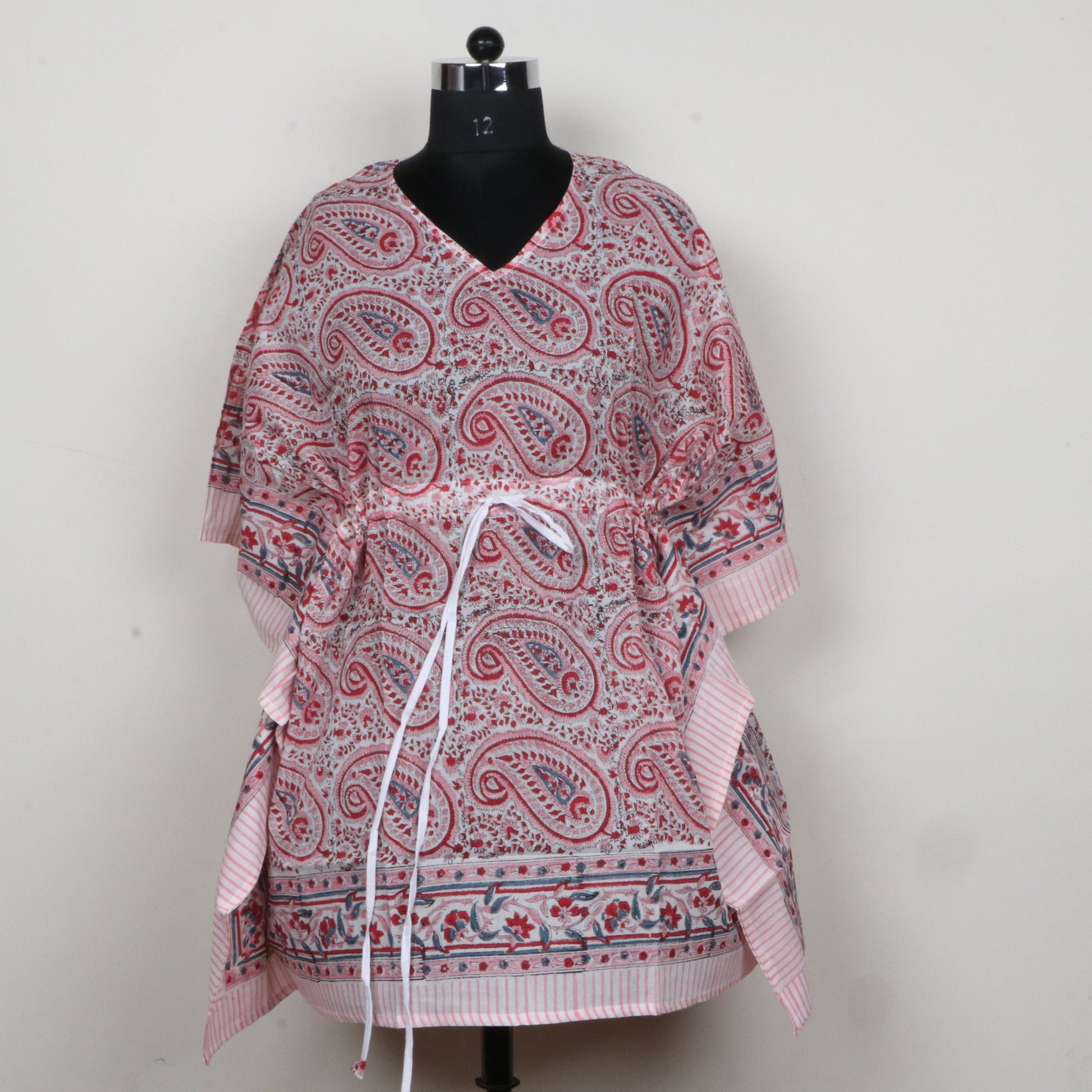 Pink-Paisley-Hand-Block-Printed-Cotton-Kaftan
