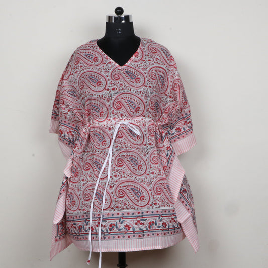 Pink-Paisley-Hand-Block-Printed-Cotton-Kaftan
