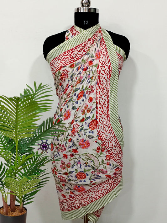 Red-Darati-Floral-Block-Printed-Cotton-Sarong