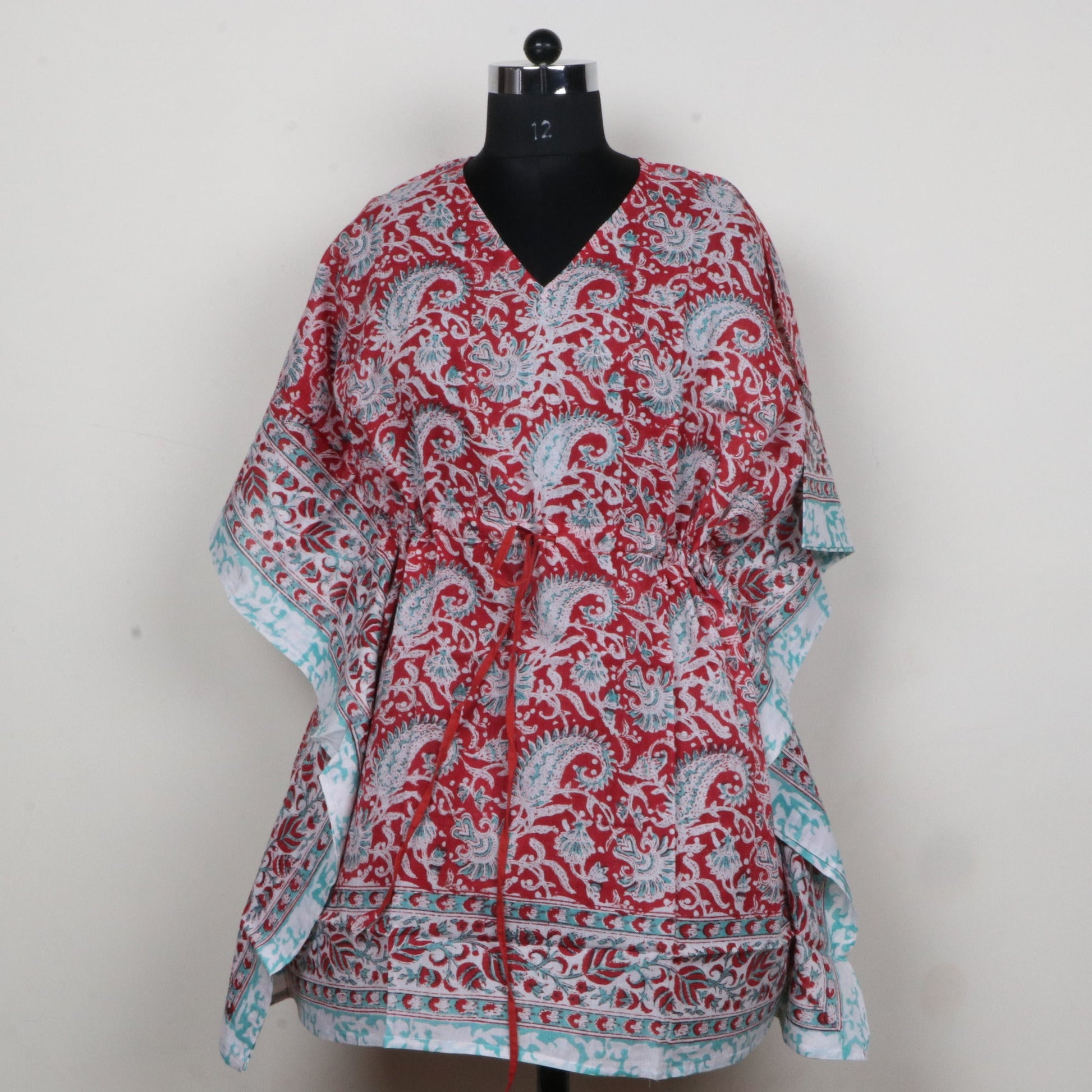 Red-Paisley-Hand-Block-Printed-Kaftan