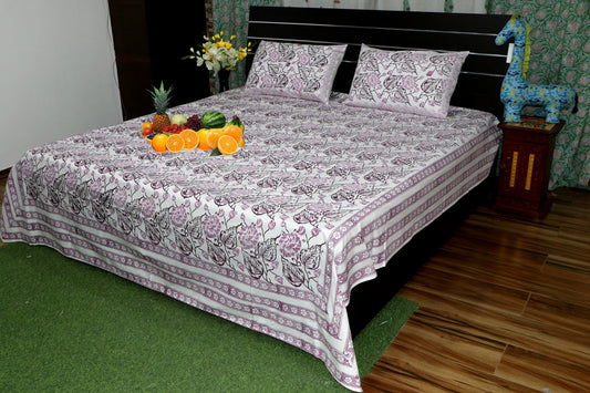 Red-Leaf-Floral-Hand-Block-Prnted-Cotton-Bedsheet