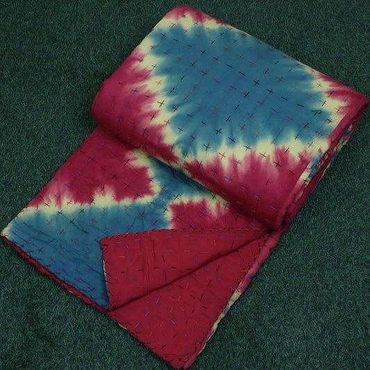 Tie-Dye-Burfi-Printed-Handmade-Kantha-Quilt