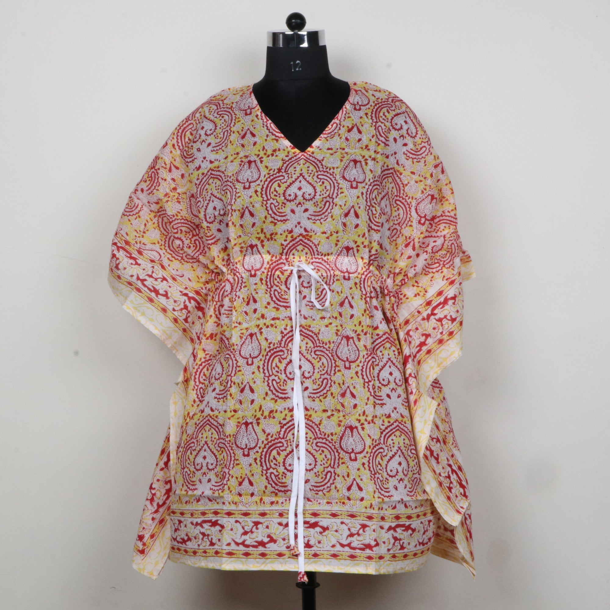 Yellow-Mukut-Hand-Block-Printed-Kaftan
