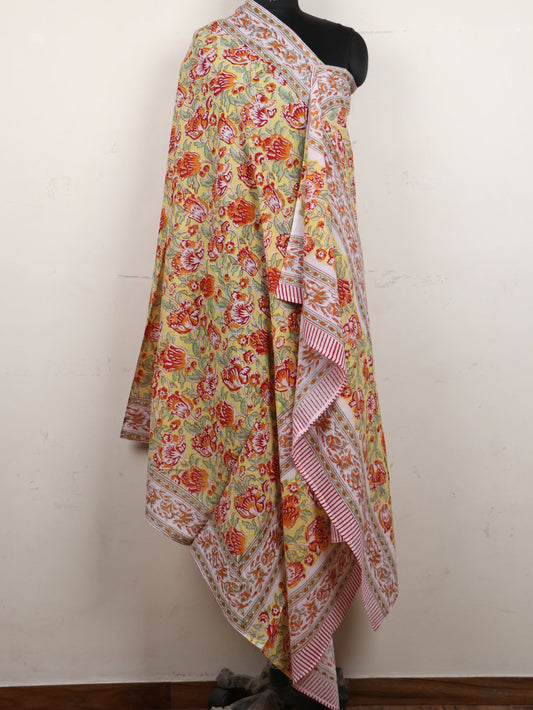 Yellow-Base-Red-Flower-Hand-Block-Printed-Cotton-Dupatta
