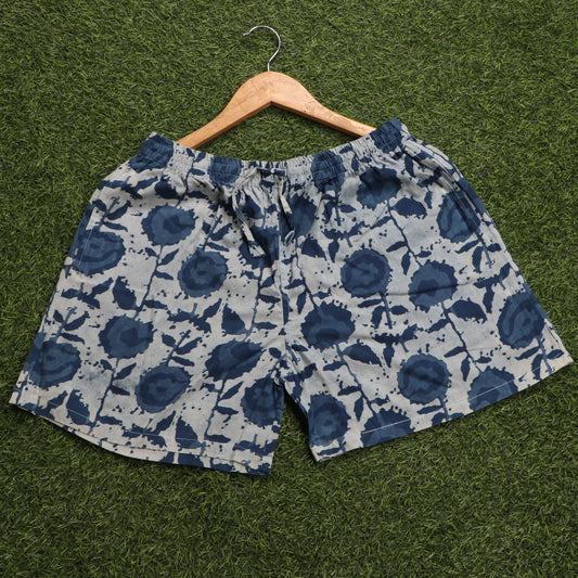 Block-Printed-Indigo-Printed-Cotton-Shorts