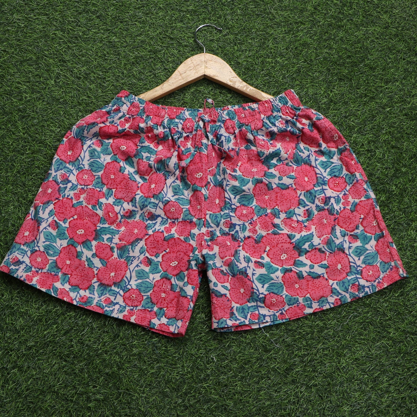 Floral-Hand-Block-Printed-Cotton-Shorts