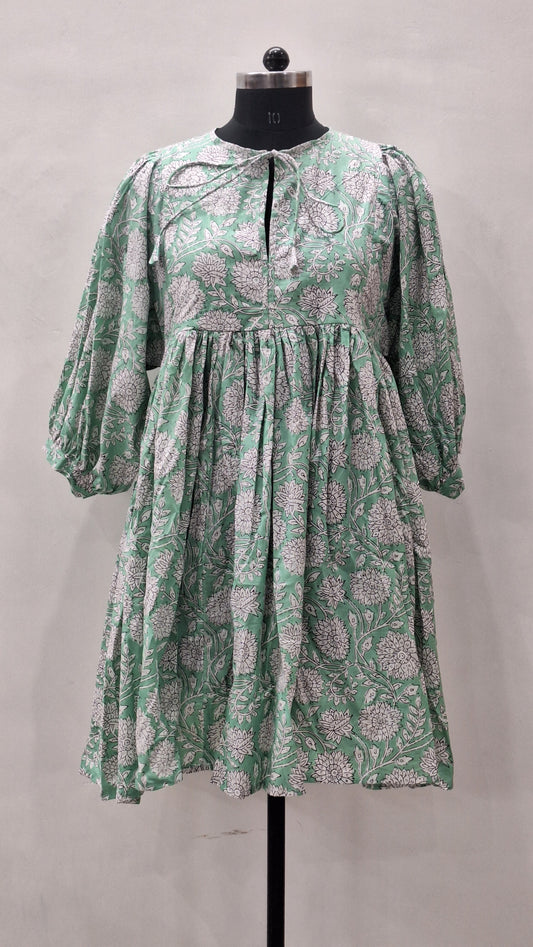 green kitti print midi dress