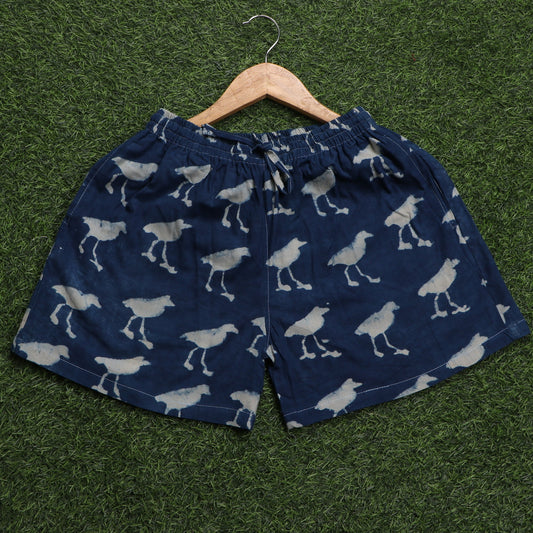 Indigo-Natural-Dye-Hand-Block-Printed-Cotton-Shorts