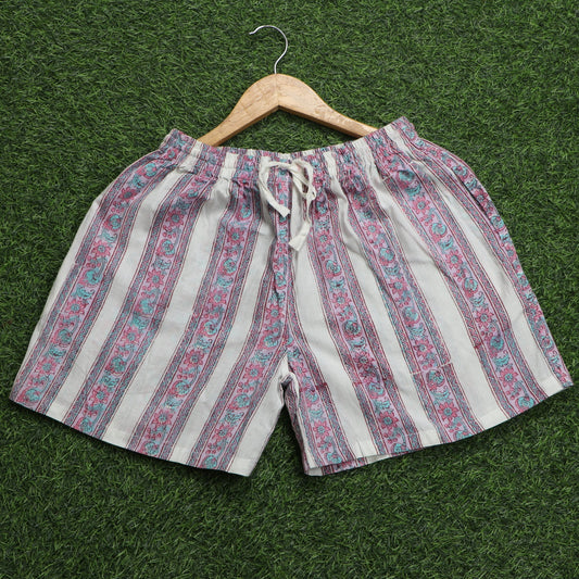 Pink-Chodi-Border-Jaal-Printed-Cotton-Short
